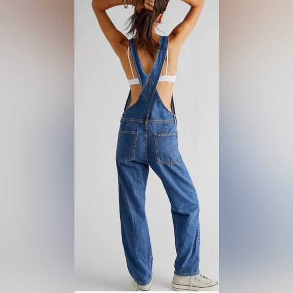 Free People We The Free Ziggy Denim Overall Womens: Sapphire Blue  NWOT - Picture 2 of 16